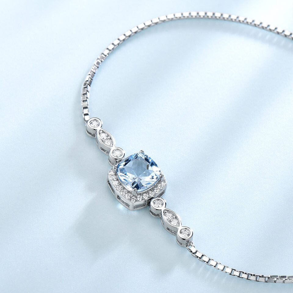 Classy Geometric Aquamarine Bracelet - 925 Sterling SilverBracelet