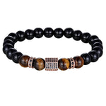 Matte Onyx Stone and Tiger Eye BraceletBraceletRose gold color
