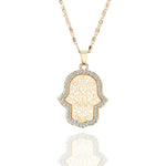 Gold Crystal Hamsa NecklaceNecklaceGold