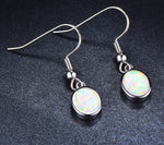 White and Blue Fire Opal Silver Dangle Earrings 1 1/4" - Hot Sell FashionEarrings