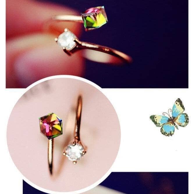 Cubic Zirconia Rose Gold Plated Ring - ResizableRing