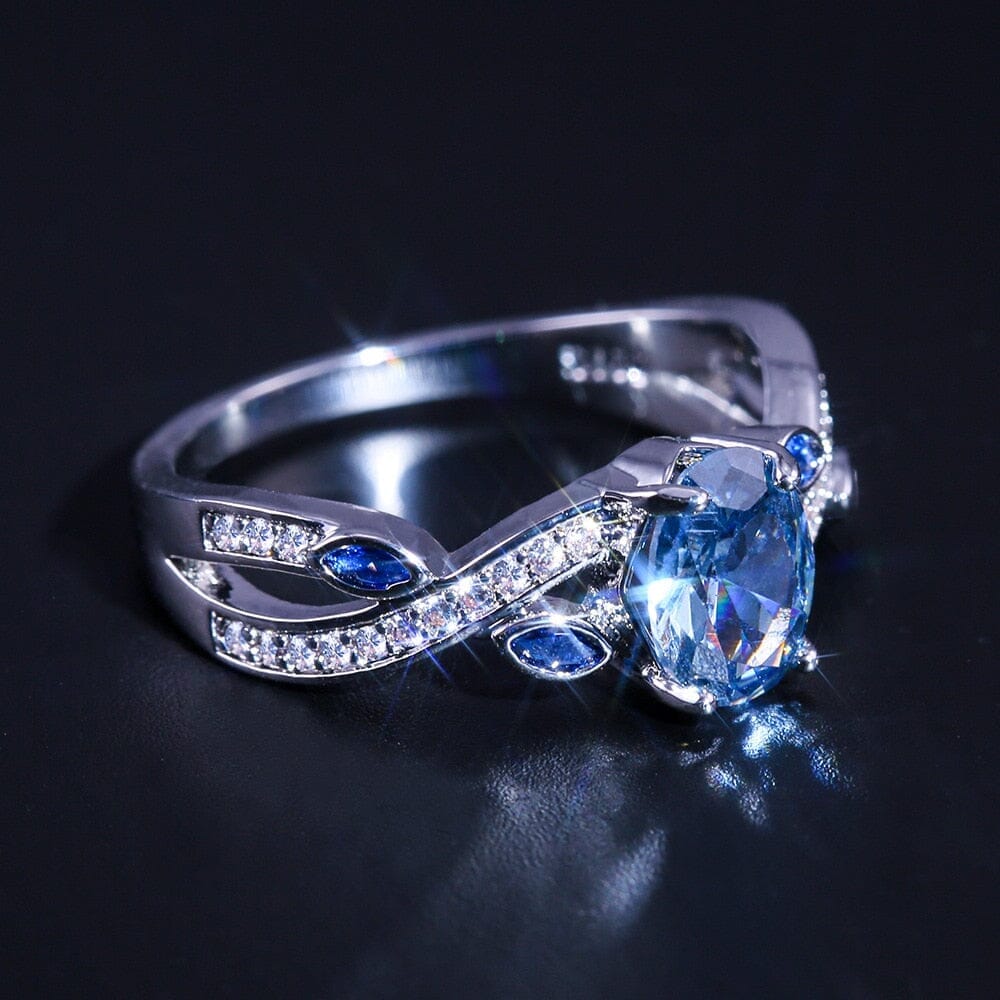 New Luxury Big Blue Sapphire Ring - 925 Sterling SilverRing