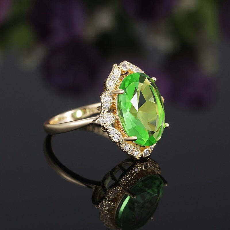Unique Gorgeous Aesthetic Flower Design Peridot RingRing6