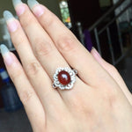 Natural 5ct Garnet Ring - 925 Sterling SilverRing