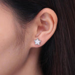 Moon & Star White Fire Opal Stud EarringsEarrings