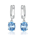 Party Fashion Blue Topaz and Emerald Gemstone Clip Earrings - 925 Sterling SilverEarringsTopaz Earrings