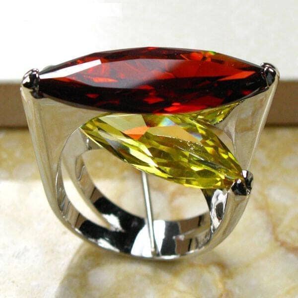 Huge Garnet Citrine 925 Sterling Silver RingRing