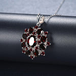 7.54ct Natural Black Garnet Pendant Necklace - 925 Sterling SilverNecklaces