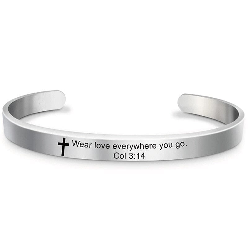 Bible Verse Stainless Steel WWJD Cuff Bracelet BangleBracelet12