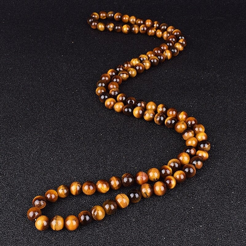 Natural Tiger Eye Stone Beads Necklaces Men Fashion Meditation Yoga Necklaces for Women New Design Handmade Reiki Prayer JewelryNecklace