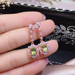 Luxury Party Rose Gold Olive Green Peridot Crystal Jewelry SetNecklace