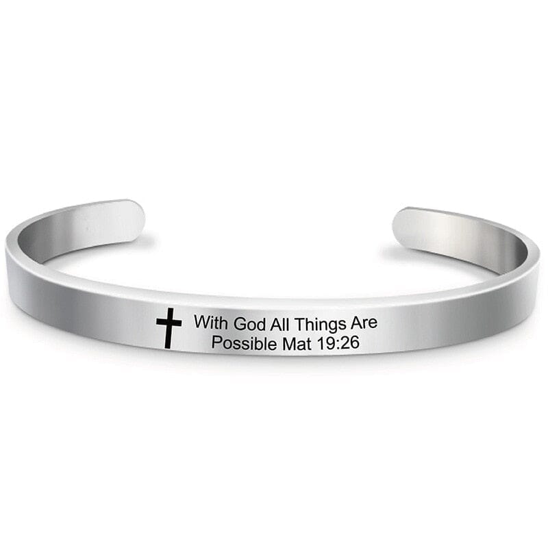 Bible Verse Stainless Steel WWJD Cuff Bracelet BangleBracelet6