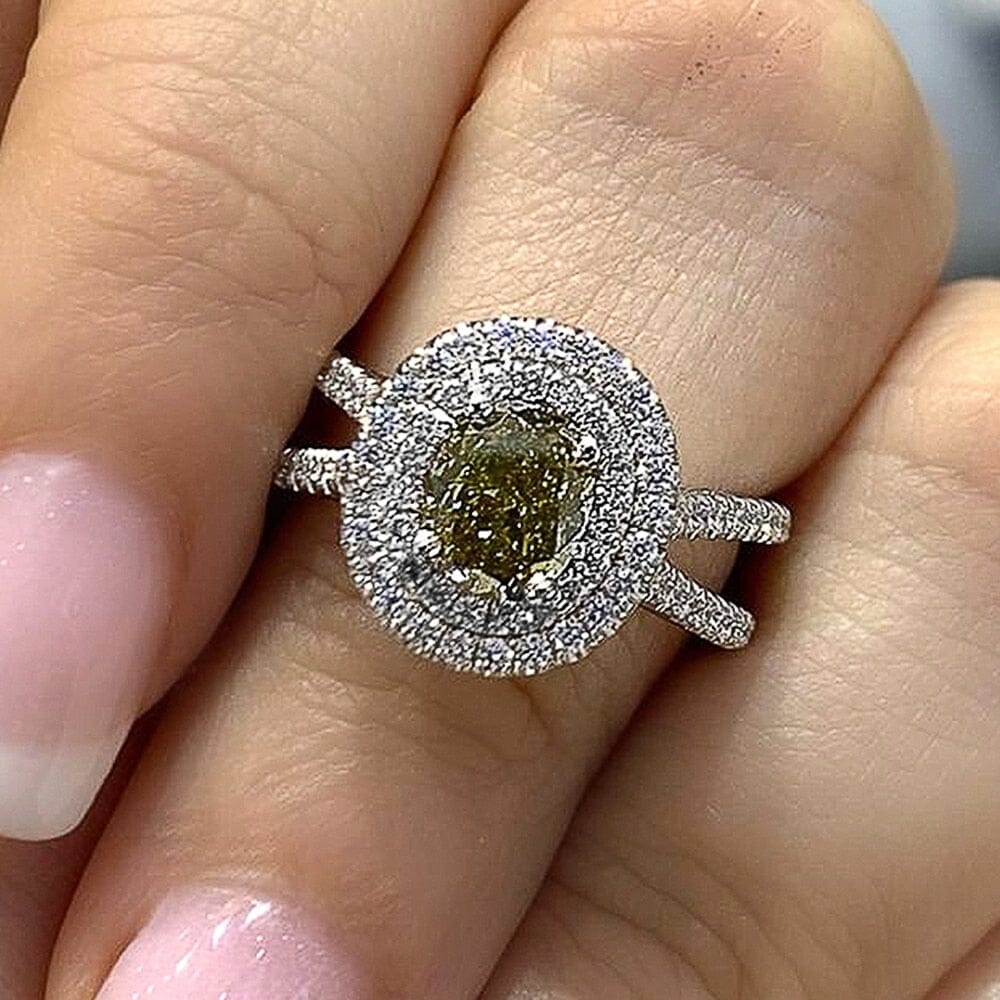 Stunning Elegant Olive Green CZ Temperament Proposal RingRing6