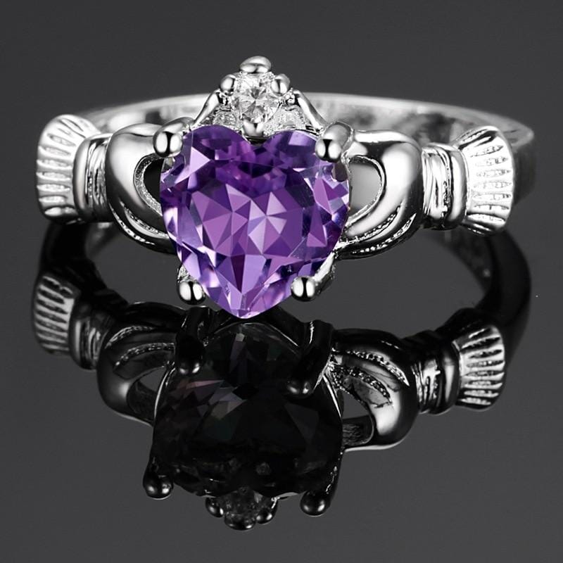 Elegant Amethyst Heart Ring - 925 Sterling SilverRing