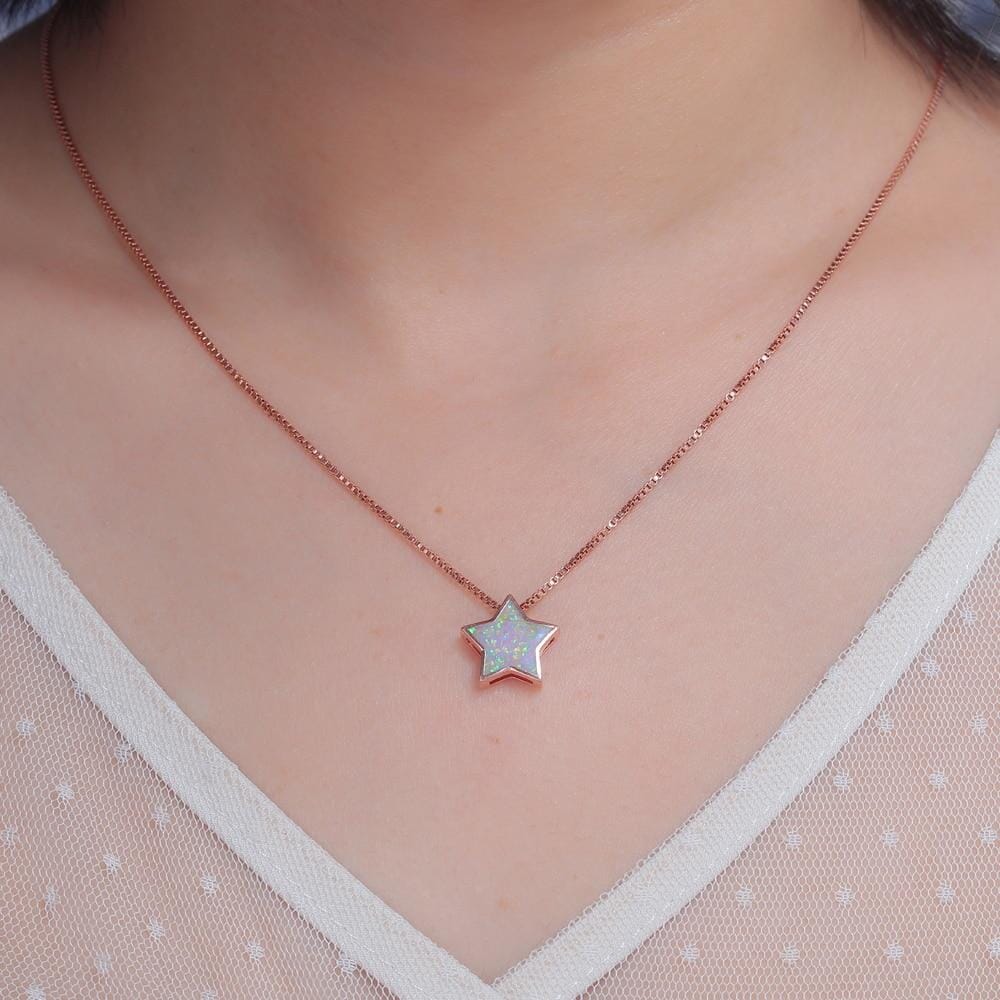 White Fire Opal Fallen Star Pendant (No Chain)Pendant