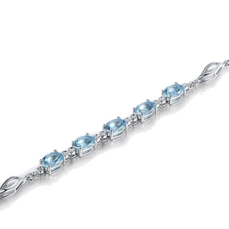 Sterling Silver Blue Topaz Charm BraceletBracelet