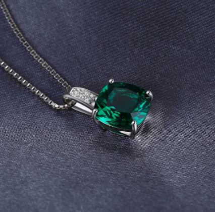 3.4ct Emerald Pendant - 925 Sterling SilverNecklace