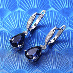 Trend Noble Blue CZ Sapphire Lady Dangle Drop EarringsEarrings