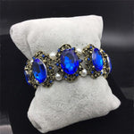Vintage Style Big Emerald and Sapphire Stone Crystal Bangle BraceletBraceletdarkblue