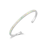 Minimalist Fire Opal Bangle Bracelet - 925 Sterling SilverBraceletWhite/Silver