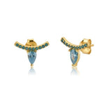 Ear Needle Stud Earrings - 925 Sterling SilverEarringsBlue