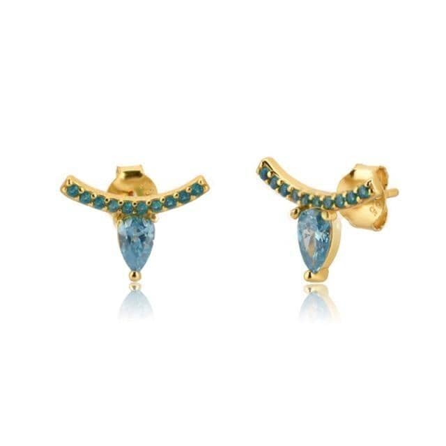 Ear Needle Stud Earrings - 925 Sterling SilverEarringsBlue