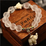 Buddhist Crystal Elephant BraceletsNecklacePure Gold Color