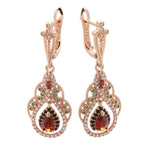Queen Crystal Flower CZ Ruby Earrings - 585 Rose GoldEarrings