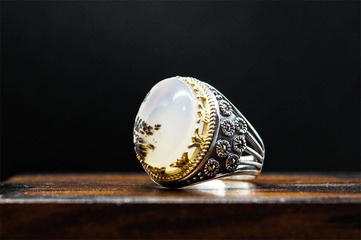 Retro Engraving Diamond Ink Moonstone MenRing6