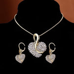 18K Gold Filled Shine Austrian Crystal Heart Necklace & Earrings SetJewelry Set