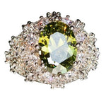 Princess Cut Huge Green Peridot Ring - 925 Sterling SilverRing