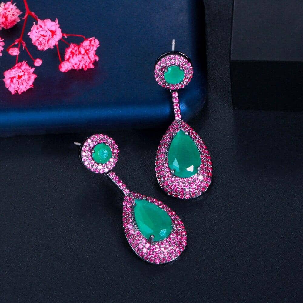 Brazilian Emerald Pink Topaz Drop Earrings - 925 Sterling SilverEarrings