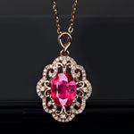 Luxury Ruby Gemstone Rose Gold Necklace - 925 Sterling SilverNecklace