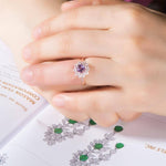 Natural Amethyst Zircon Flower Ring - 925 Sterling SilverRing