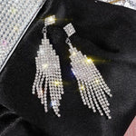 Cascading Glamour Dangling Tassel Drop EarringsEarringsSilver