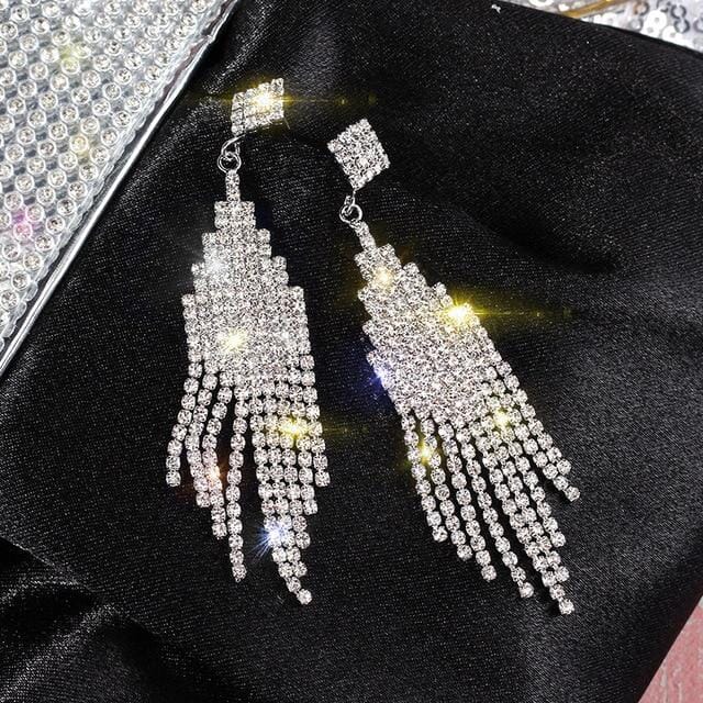 Cascading Glamour Dangling Tassel Drop EarringsEarringsSilver