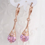 18k Rose Gold Filled White Sapphire Stone Pierced Dangle EarringsEarringsRose Quartz