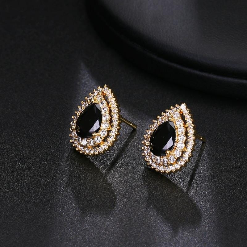 Astonishing Black Onyx Zircon Stud EarringsEarrings