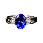 Classic Luxury Oval Sapphire Gemstone Adjustable Ring - 925 Sterling SilverRing