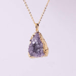 Natural Amethysts Quartz Geode NecklaceNecklaceGold Random Shape