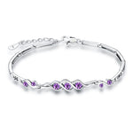 Lovely Round Amethyst Link Bracelet - 925 Sterling SilverBracelet