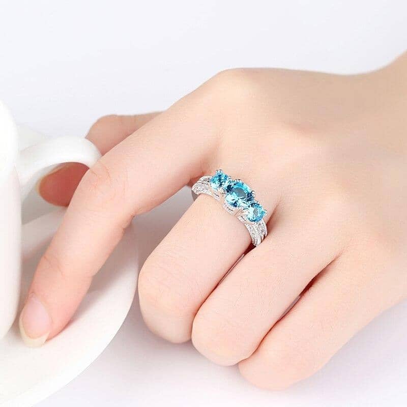 Ocean Aquamarine Silver Plated RingRing