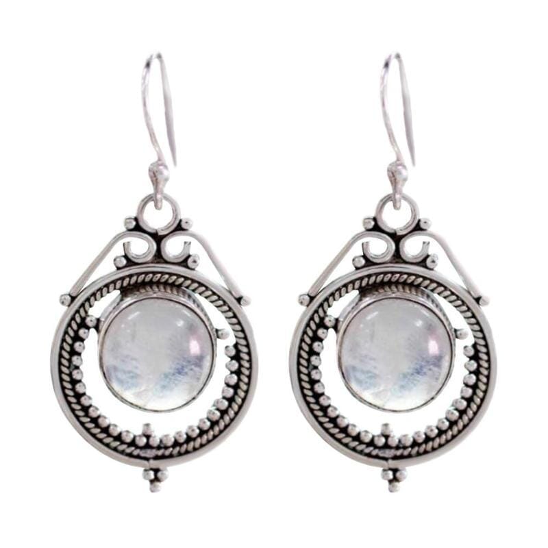 Vintage Bohemian Moonstone Silver EarringsEarrings