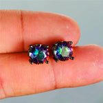 Rainbow Mystic Topaz Black Gold Stud EarringsEarrings
