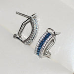 Wide Blue Square Sapphire Stud Earrings - 925 Sterling SilverEarrings