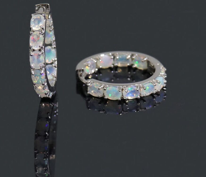 Numerous White Fire Opal Oval Earrings -Earrings