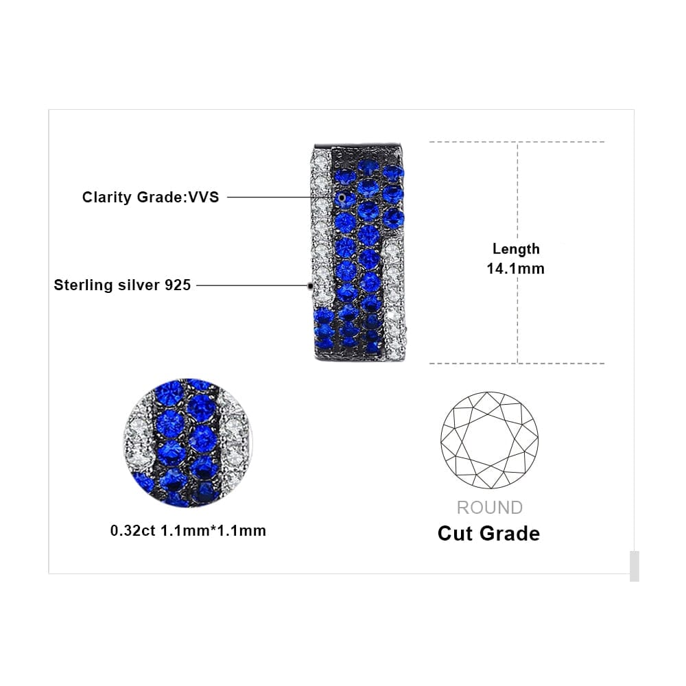 Fashion Created Blue Sapphire Stud Earrings - 925 Sterling SilverEarrings