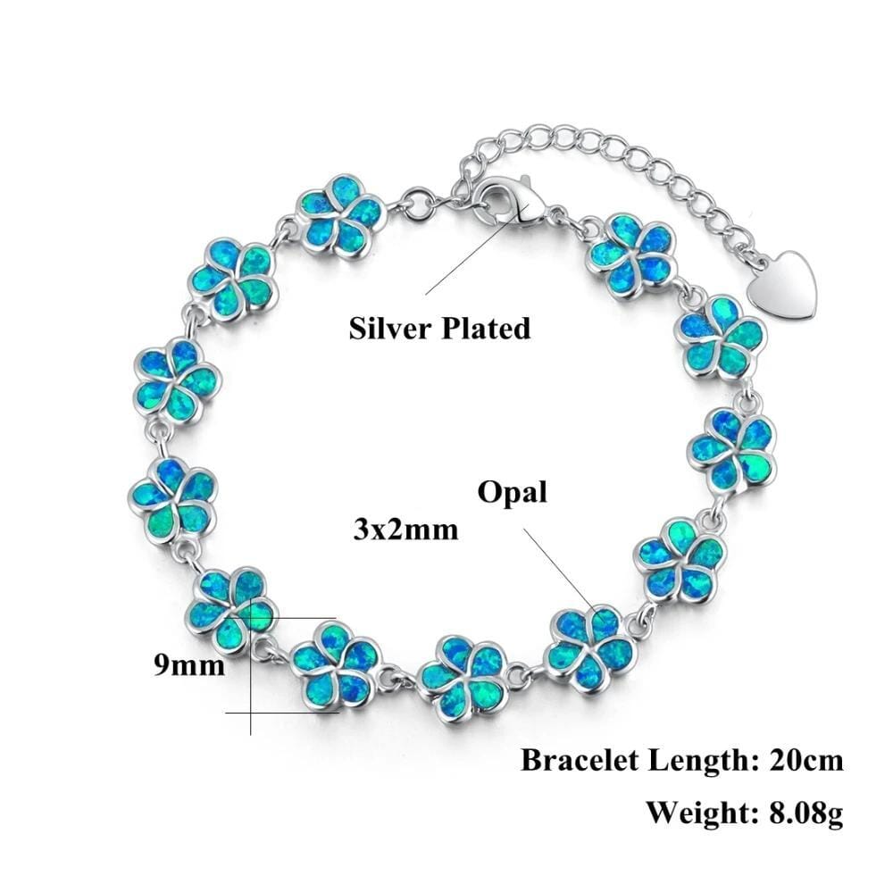 Floral White & Blue Fire Opal BraceletBracelet