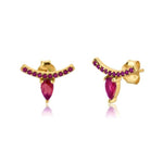 Ear Needle Stud Earrings - 925 Sterling SilverEarringsRose Red