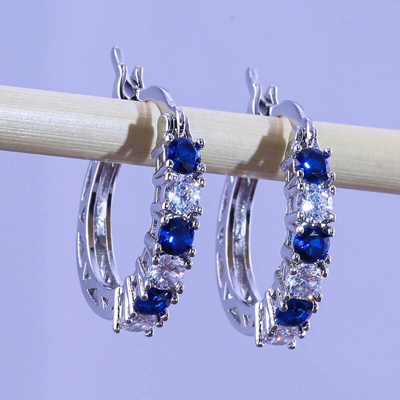 Silver Love Sapphire Emerald Amethyst Ruby EarringsEarrings